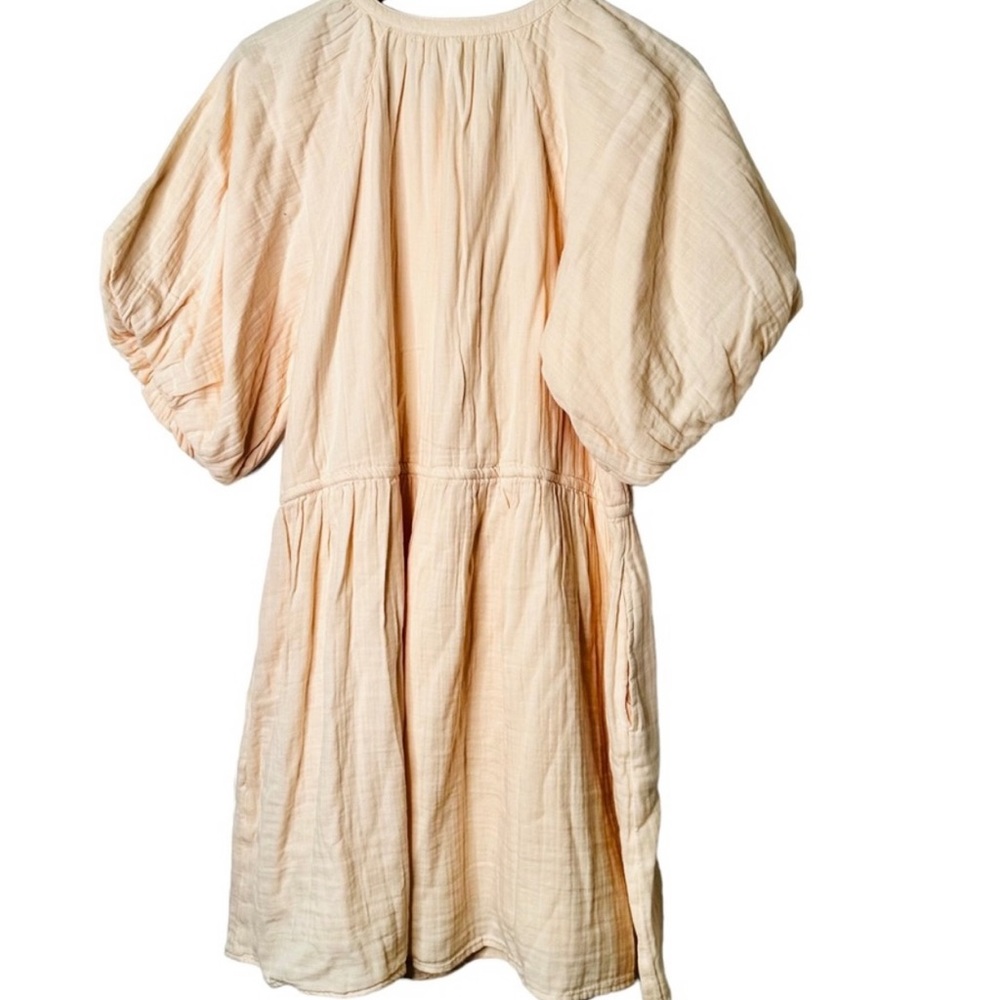 Apricot cotton mini dress with pockets - Picture 3 of 6